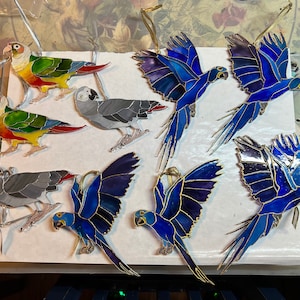 Parrot ornaments- Stained Glass style resin art