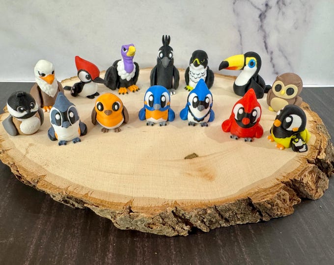 3D printed native bird minis! Cardinal, Bluebird, Crow, Blue Jay, Eagle, Robin, Owl Woodpecker Titmouse Chickadee Goldfinch Vulture Kestral