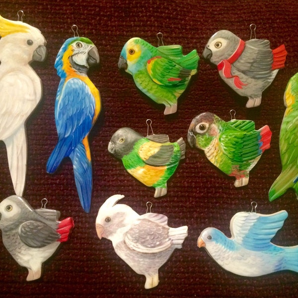 Custom Hand-painted Parrot Polymer Clay Ornament