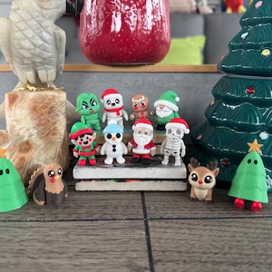 3Dプリントの感謝祭とクリスマスのミニチュア！ノーム、七面鳥、雪だるま、スケルトン、グリンチ、ジンジャーブレッドマン、サンタ、トナカイ、エルフ、ホッキョクグマ