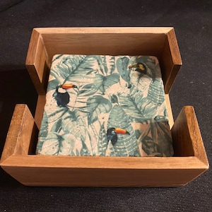 Acacia wood coaster holders.