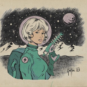 Space Girl, Scifi Pulp Art Print