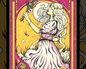 May Queen / Blacklight, Póster serigrafiado, Art Nouveau, Primavera, Arte psicodélico