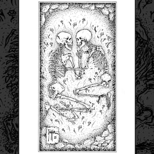 Mini Art Print "Os Amantes" Esqueletos | Gótico | Terror | Romântico