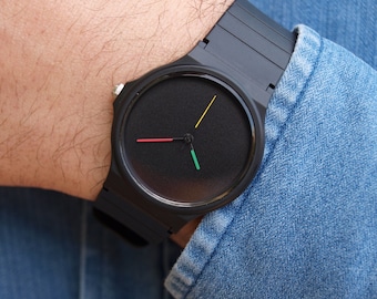 Custom Casio Happy Colors - unisex watch - mens watch - women watches - minimalist watch - black matte dial - casio watch - watches