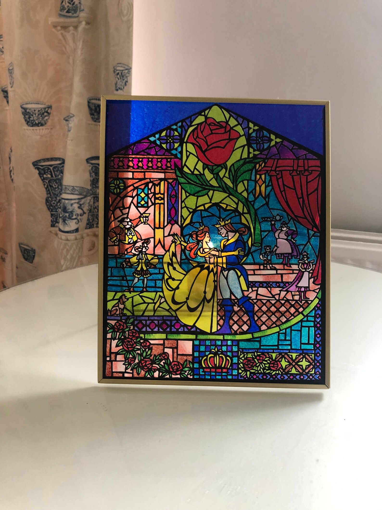 Panneau de vitrail La Belle et la Bête Etsy France