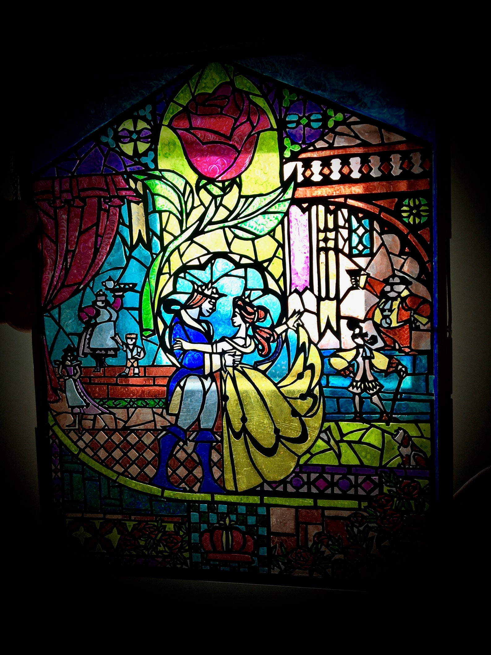 Beauty and the Beast Stained Glass Window Panel Etsy
