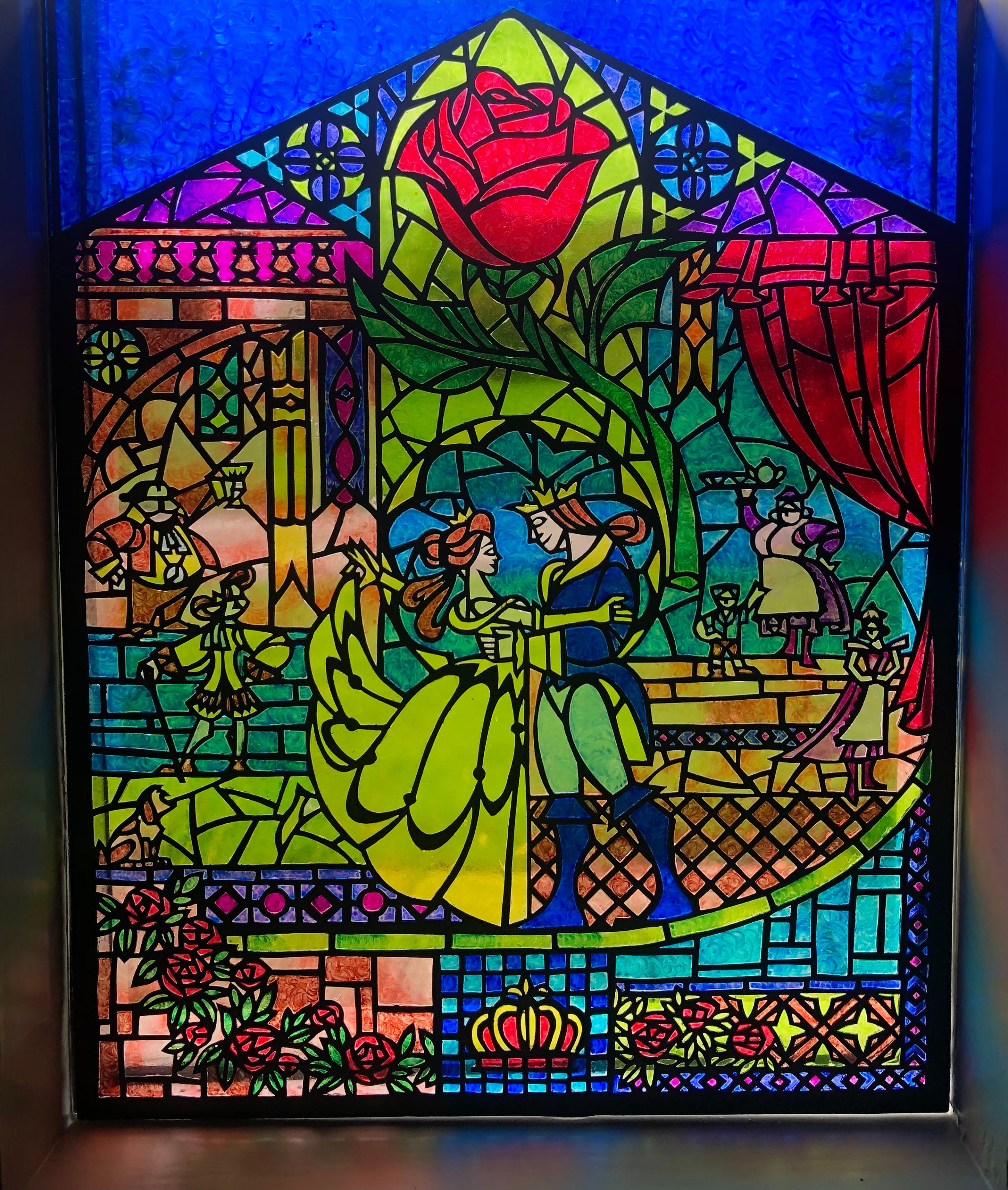 Panneau de vitrail La Belle et la Bête Etsy France