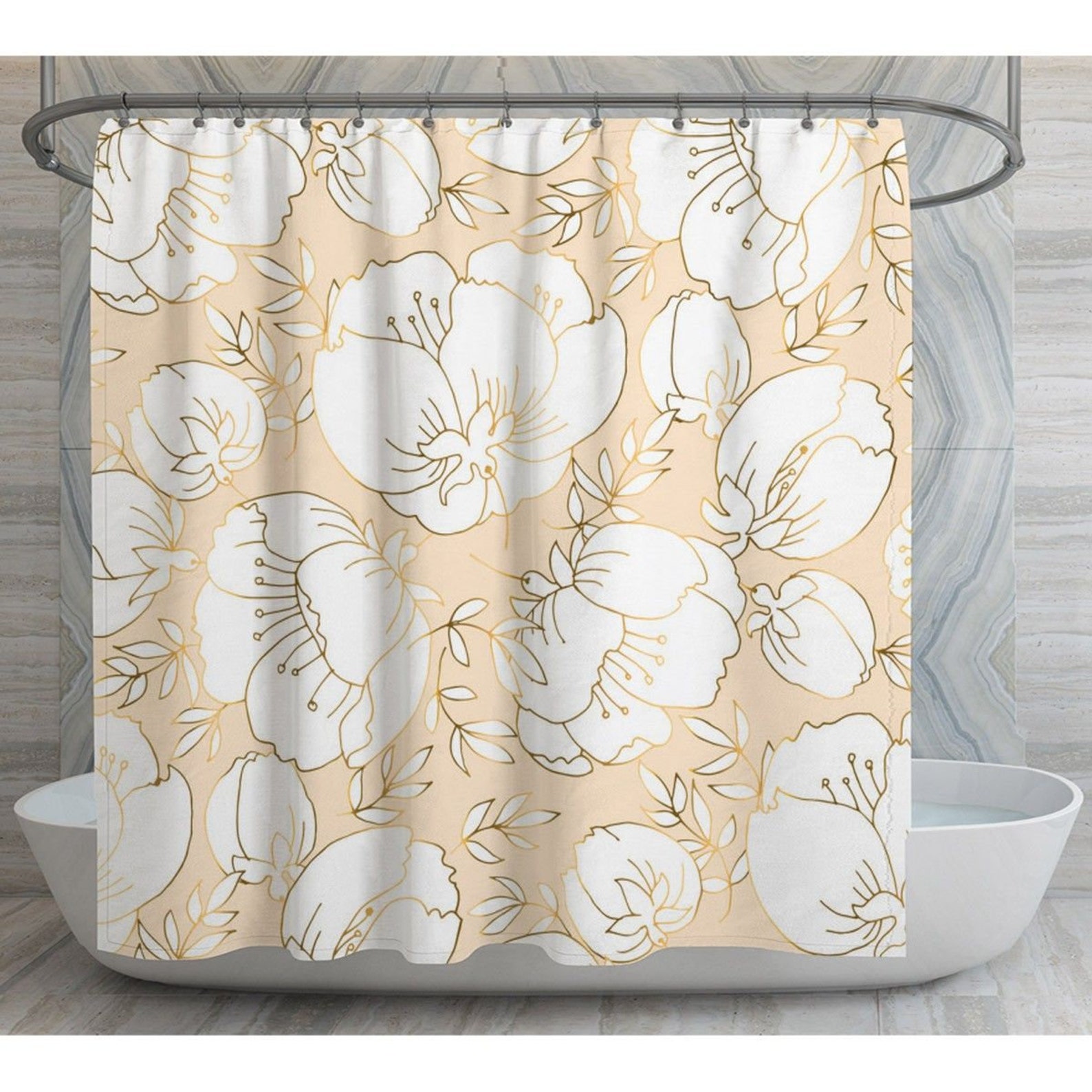 Floral Shower Curtains Floral Bath Decor Beige Shower Curtain Etsy