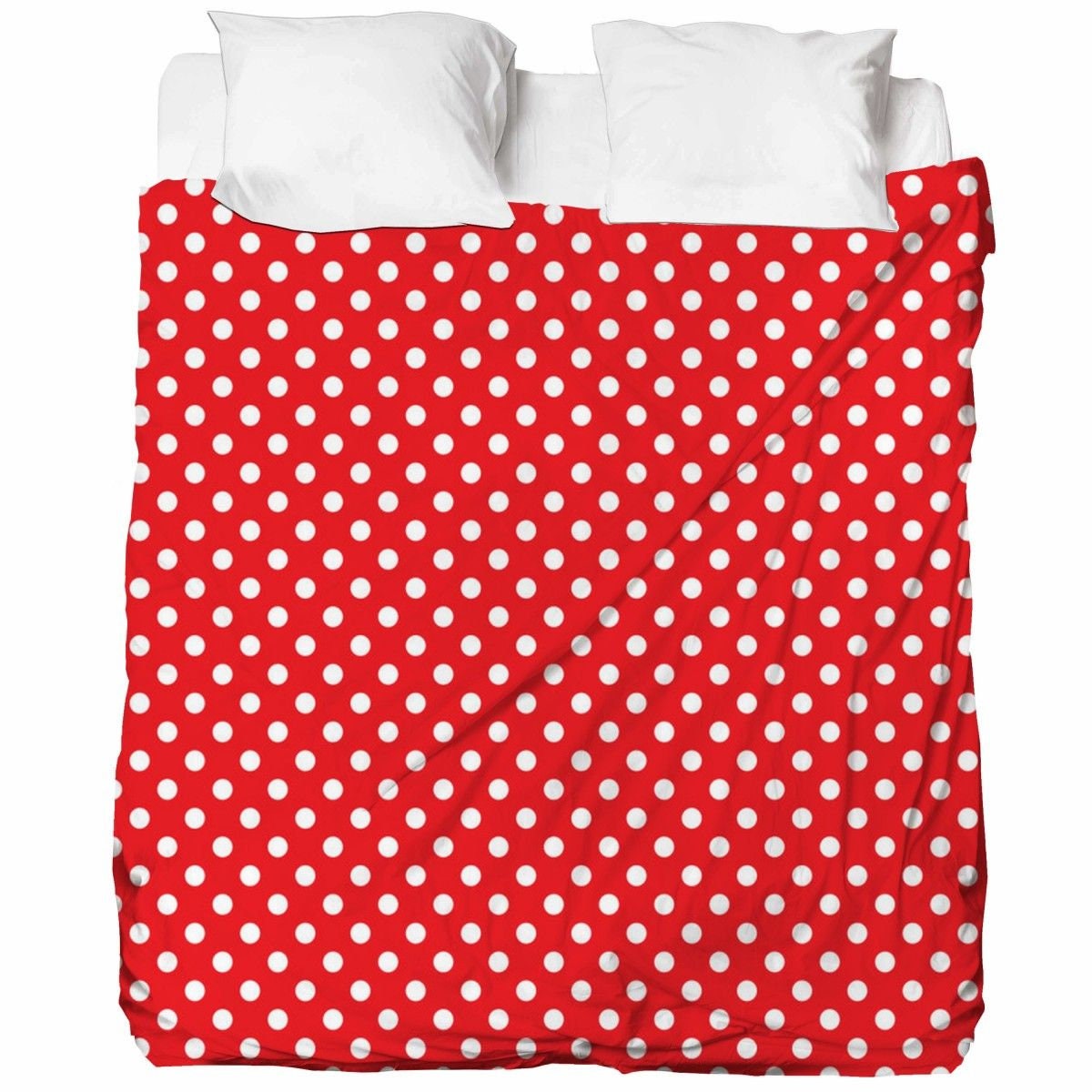Red Flat Sheet Polka Dot Bed Sheets Polka Dot Bedding White Etsy