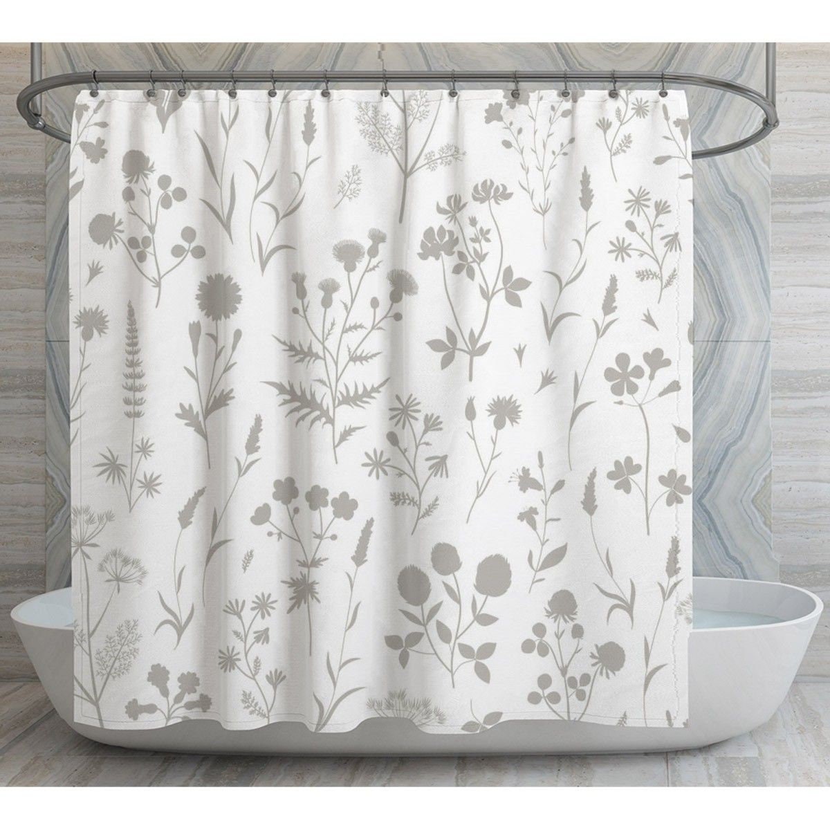 Gray and 2024 white shower curtain