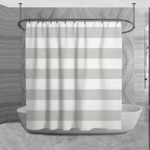 Stripes Shower Curtain Stripes Bath Decor Gray And White Bathroom Decor Customized Shower Curtain Classic Grey Stripes Shower Curtains