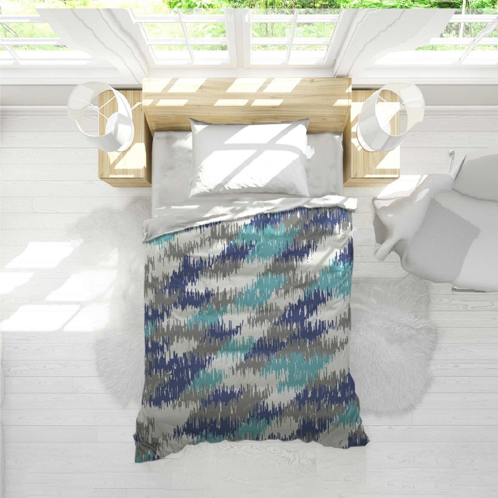 Graues und blaues Tröster graues und blaues Ikatmuster | Etsy