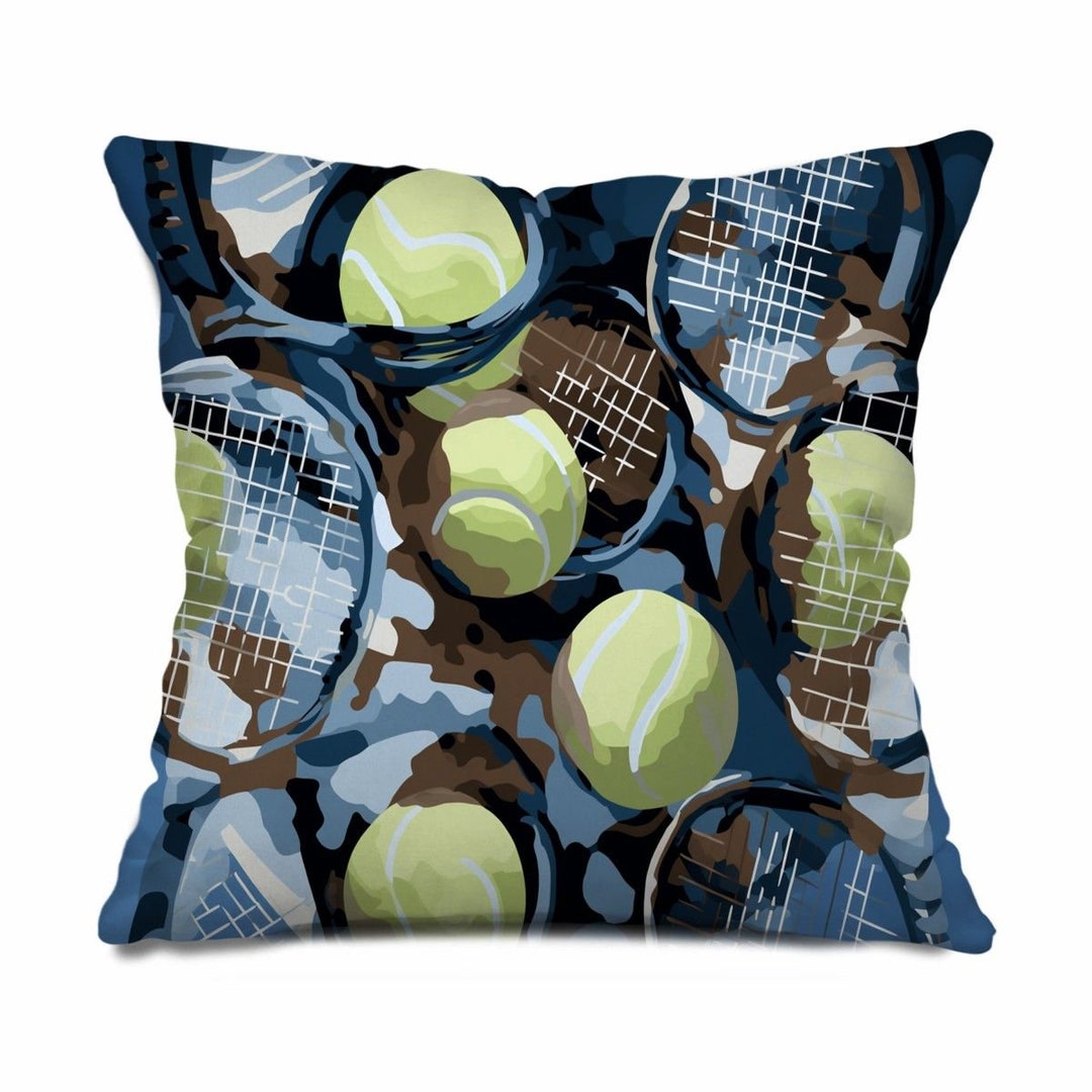 Tennis Throw Pillow Ball Pillow Sham Blue Green Pillowcase Etsy