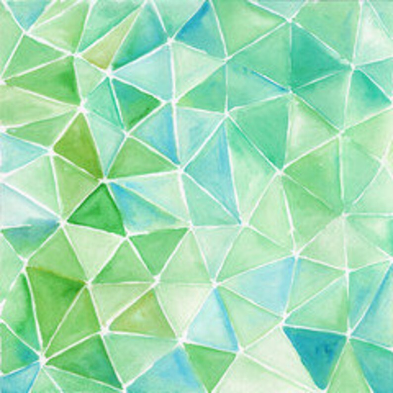 Green and Blue Geometric Area Rug Polygon Rug Watercolor Etsy