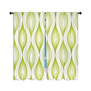 Ogee Window Curtain Waves Curtains Lime Green Curtains Personalized Curtains Abstract Lime Green Ogee Window Drapes Custom Size Curtain