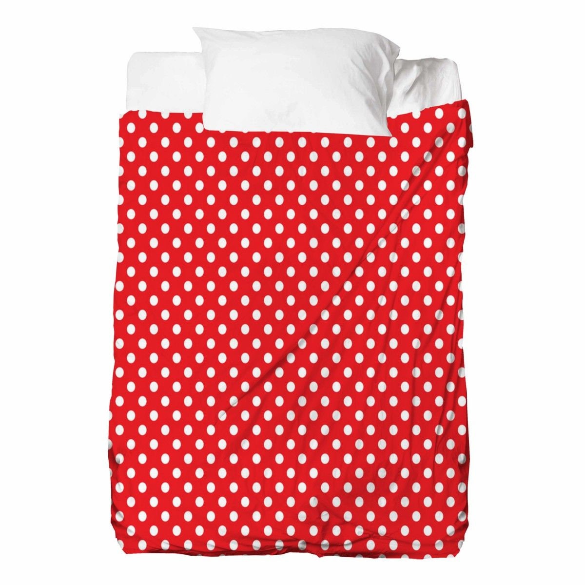Red Flat Sheet Polka Dot Bed Sheets Polka Dot Bedding White Etsy