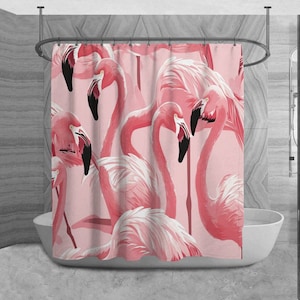 Light Pink Shower Curtains Overlapping Flamingo Print Shower Curtain Pink And Black Shower Curtains Birds Shower Curtain Tropical Bath