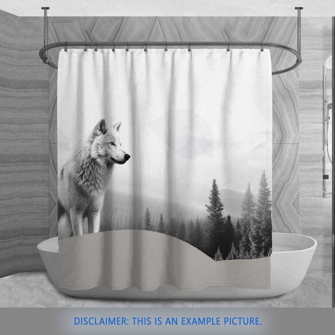 Wolf Shower Curtain Wolves Bath Mat Animal Bathroom Decor Wildlife