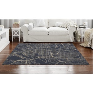 Tapis représentant une carte de Washington DC Tapis gris et beige Tapis gris foncé Tapis gris foncé Tapis dessinés au trait Tapis USA Carte de l'État de Washington