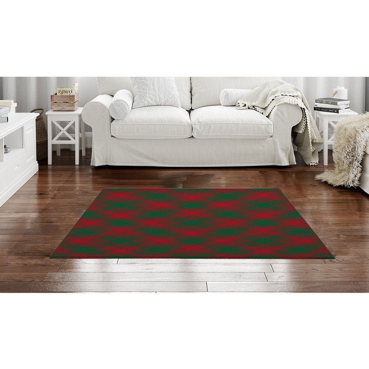 Green And Red Rugs Chequered Rug Green And Red Checkered Etsy