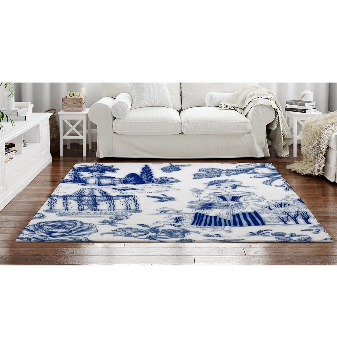 White and Blue Rugs Blue Area Rug White and Blue Toile Area Rugs Toile
