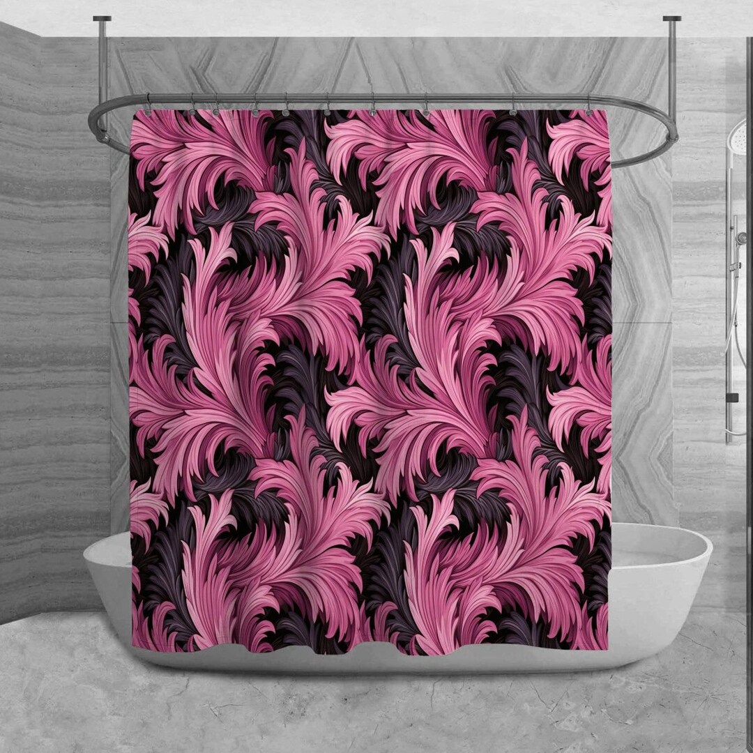 Acanthus Shower Curtain, Vintage Bathroom Decor, Botanical Bath Decor