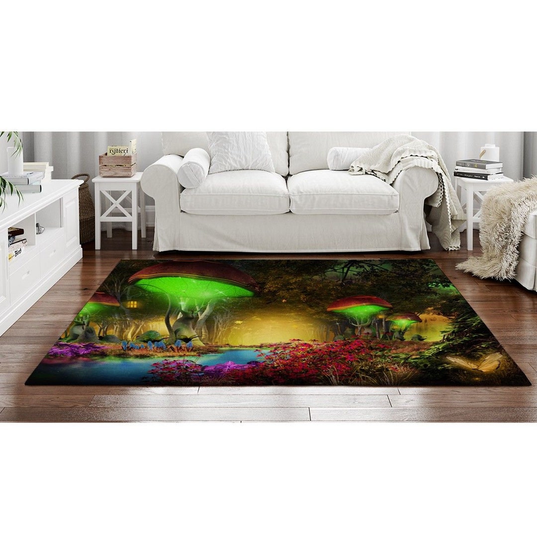 Mushroom Forest Area Rug: Colorful Fantasy Fairy Land Decor - Etsy