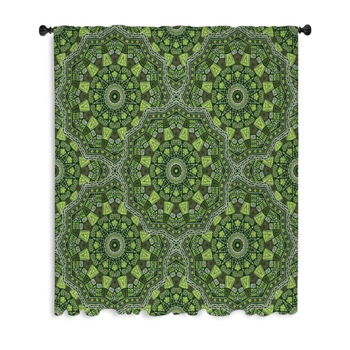 Emerald Green Window Curtains Emerald Green Medallion Pattern Etsy