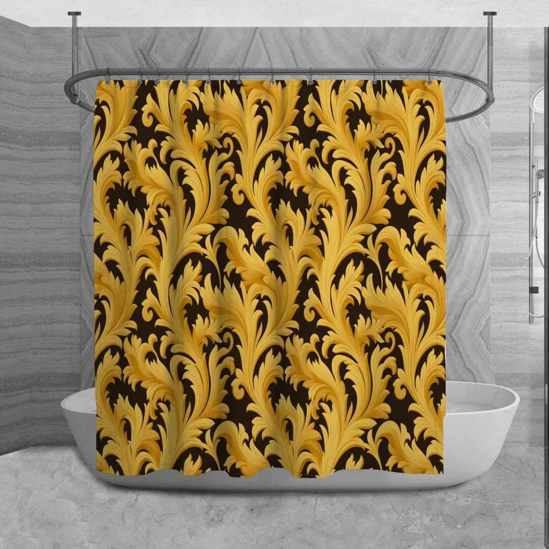 Acanthus Shower Curtain, Vintage Bathroom Decor, Leaves Bath Decor