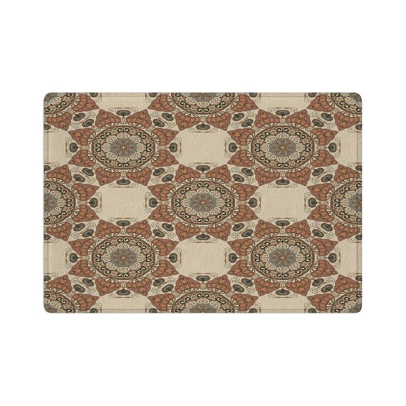 Brown bath mats floral bath rug brown medallion bath mat Etsy