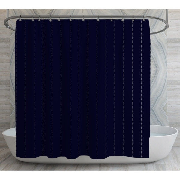 Navy Shower Curtain Etsy