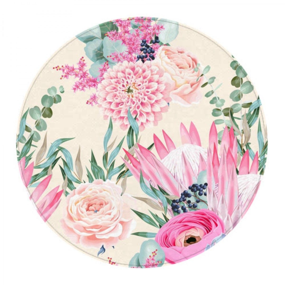 Rosa Aquarell Blumen Runde Teppich Floral Runde Teppich ...