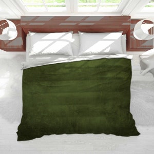 Olive Green Comforter Minimalist Duvets Grunge Style Comforter Modern Bedding Moss Green Comforter Customized Duvets