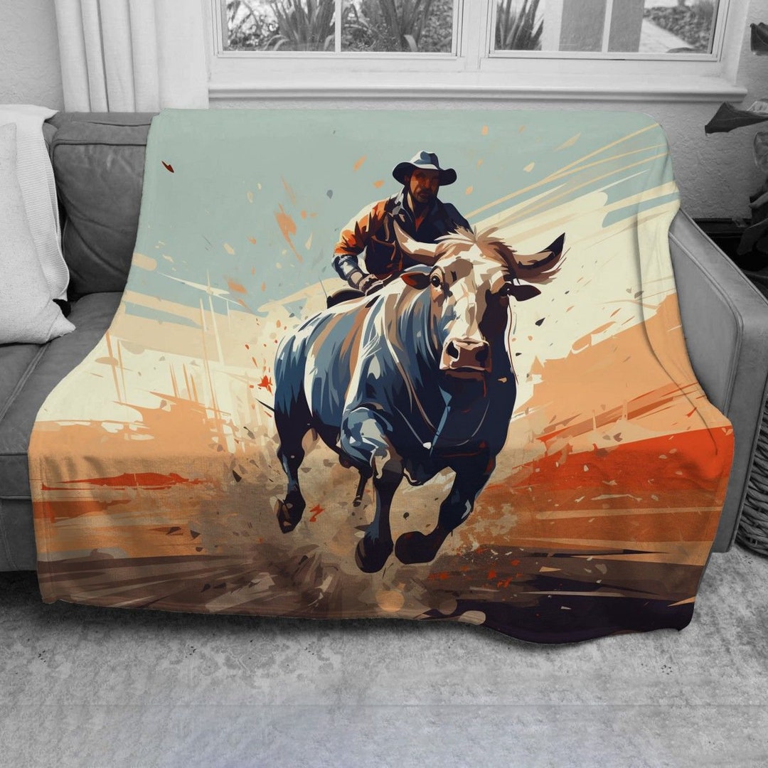 Rodeo Blanket Cowboy Blankets Cowgirl Sherpa Blanket South Etsy