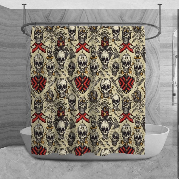 Pirate Skull Print Pattern Bathroom Shower Curtain