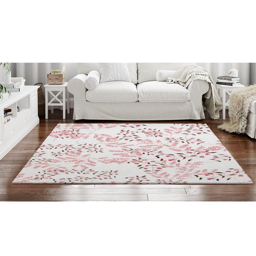 Flower Floor Mat Pink × White Zingaro Flower Floor Mat / Pink × White（Pink Flower Round Area Rugs