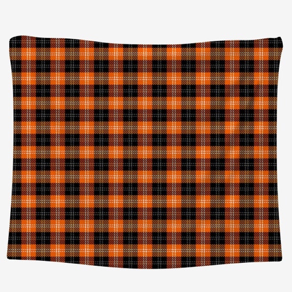 Black And Orange Plaid Fabric Plaid Pattern Fabric By The | Etsy
