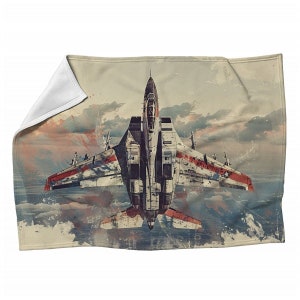 Fighter Jet Sherpa Blanket: Abstract Military Aircraft Throw