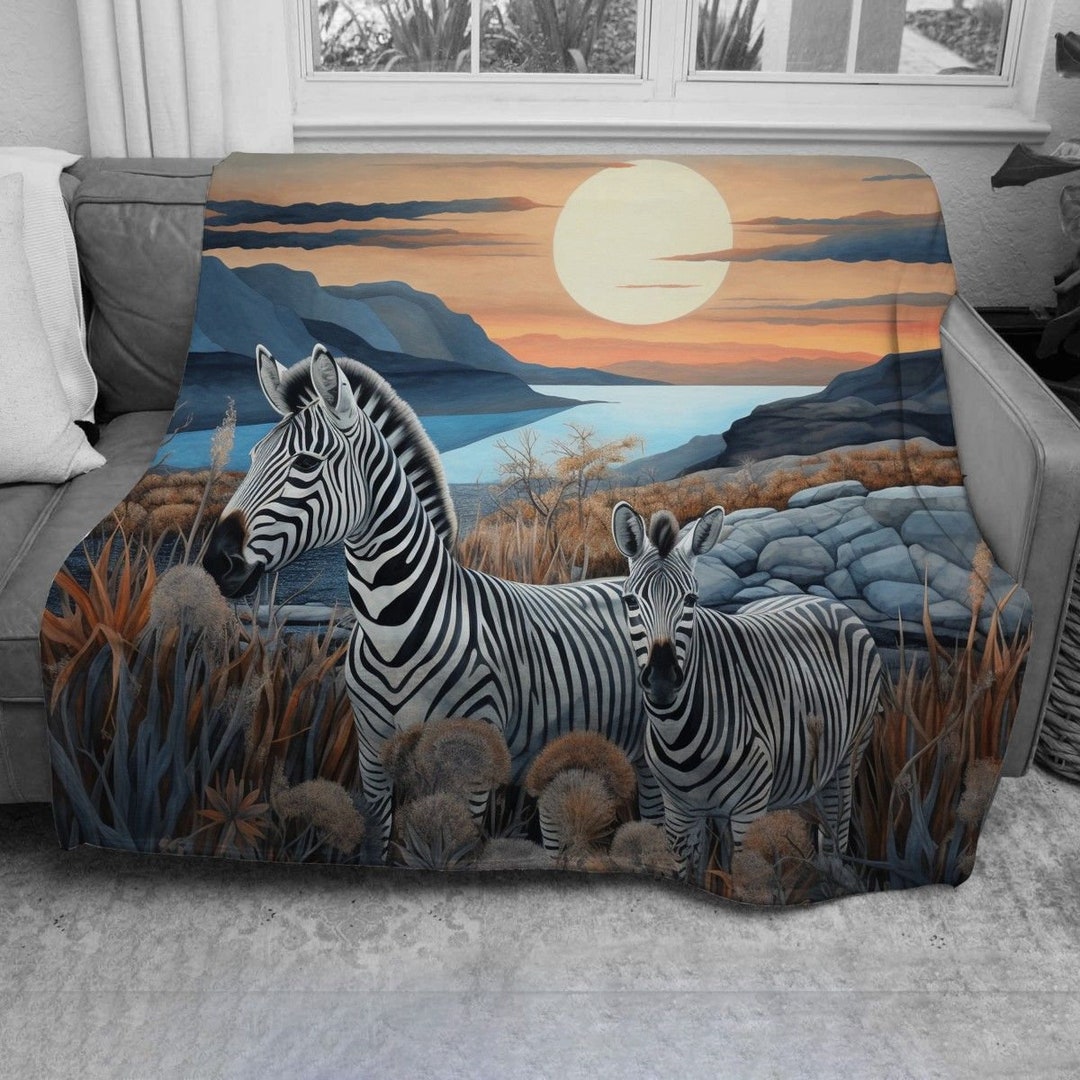 Zebra Blanket Zebra Print Blankets Stripes Sherpa Blanket Etsy