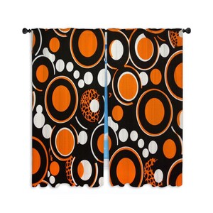 Geometric Window Curtain, Retro Curtains, Bold Curtain Panel, Abstract Window Treatment, Vibrant Home Decor