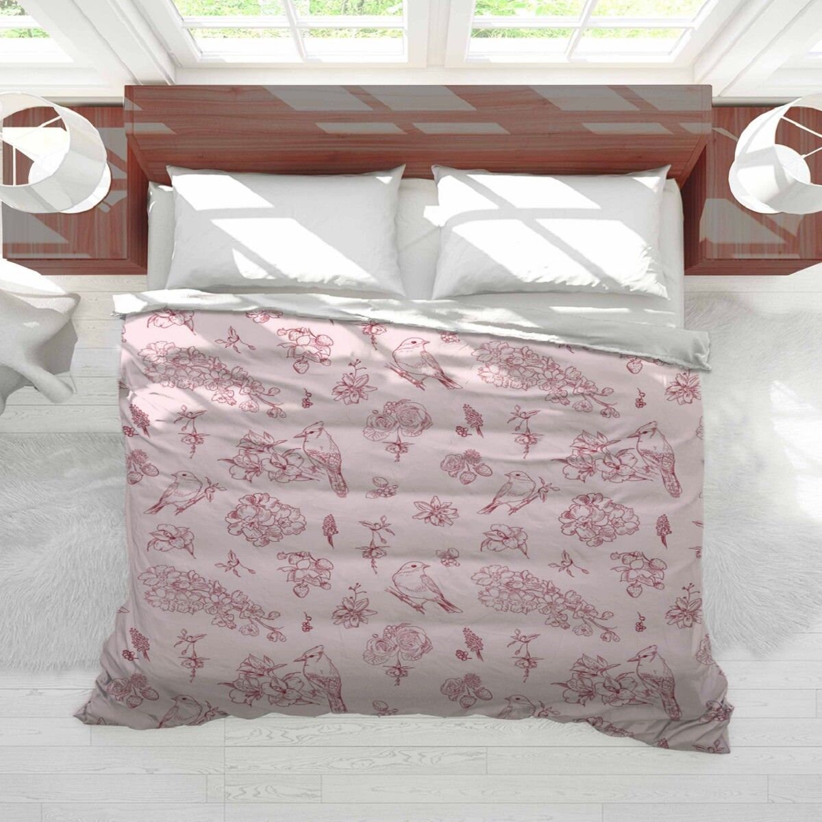 Pink Duvet Pink Toile Pattern Duvet Cover Toile Duvet Cover Etsy
