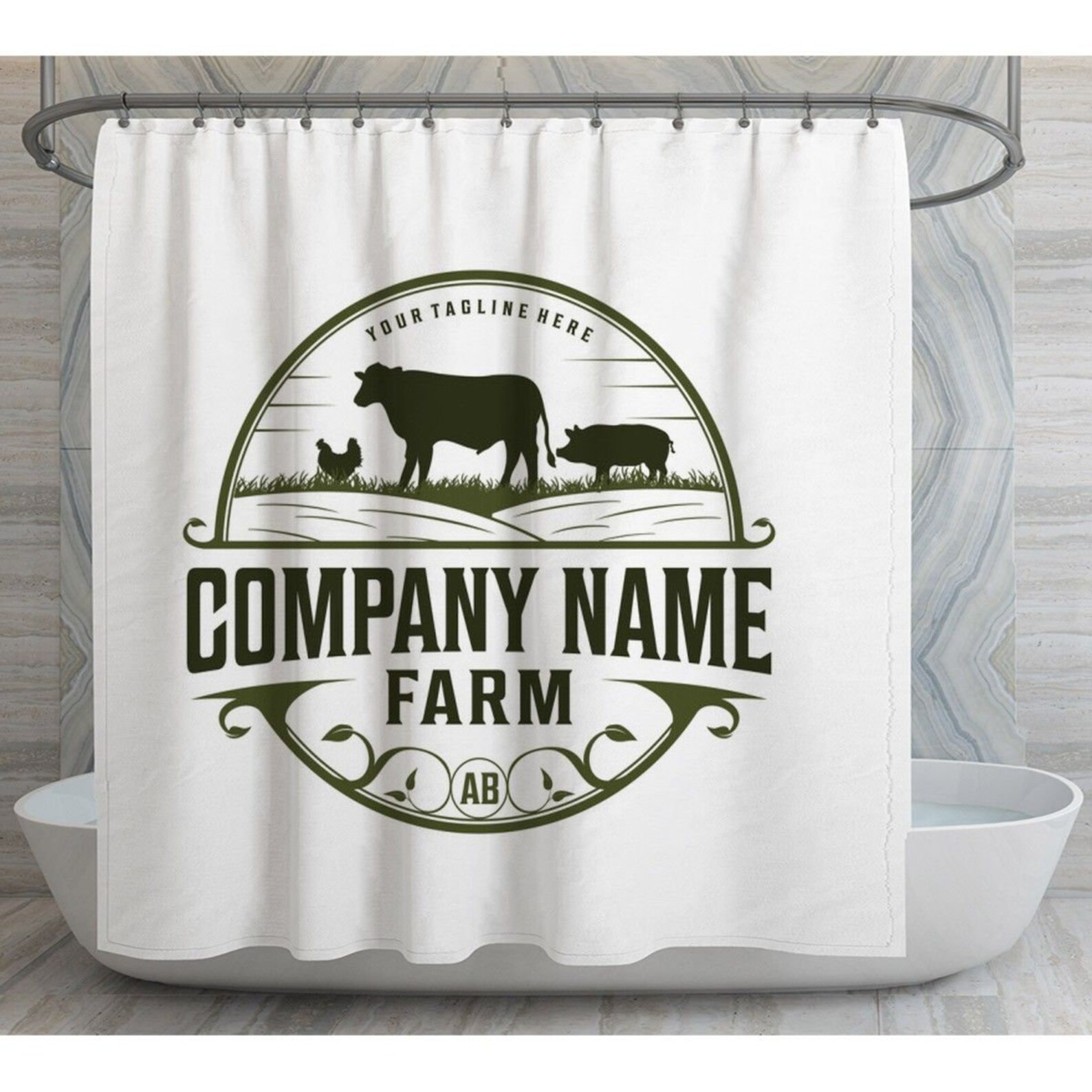 Cattle Farm Logo Shower Curtain Farm Shower Curtain Cattle Etsy