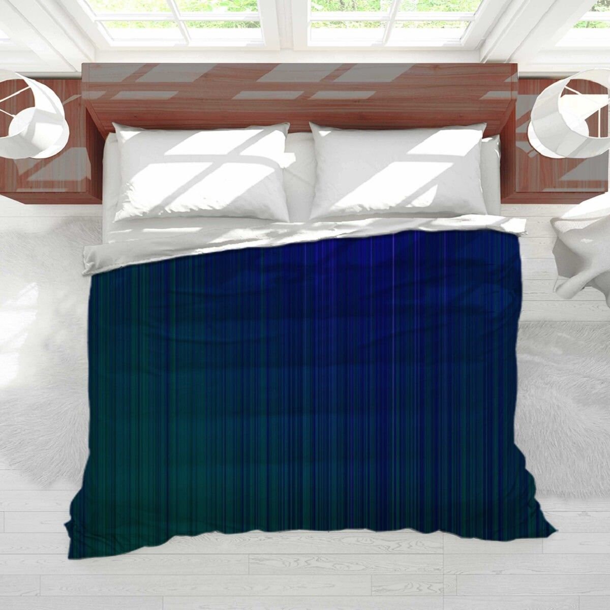 Navy And Teal Gradient Bedding Striped Comforters Teal Blue Etsy