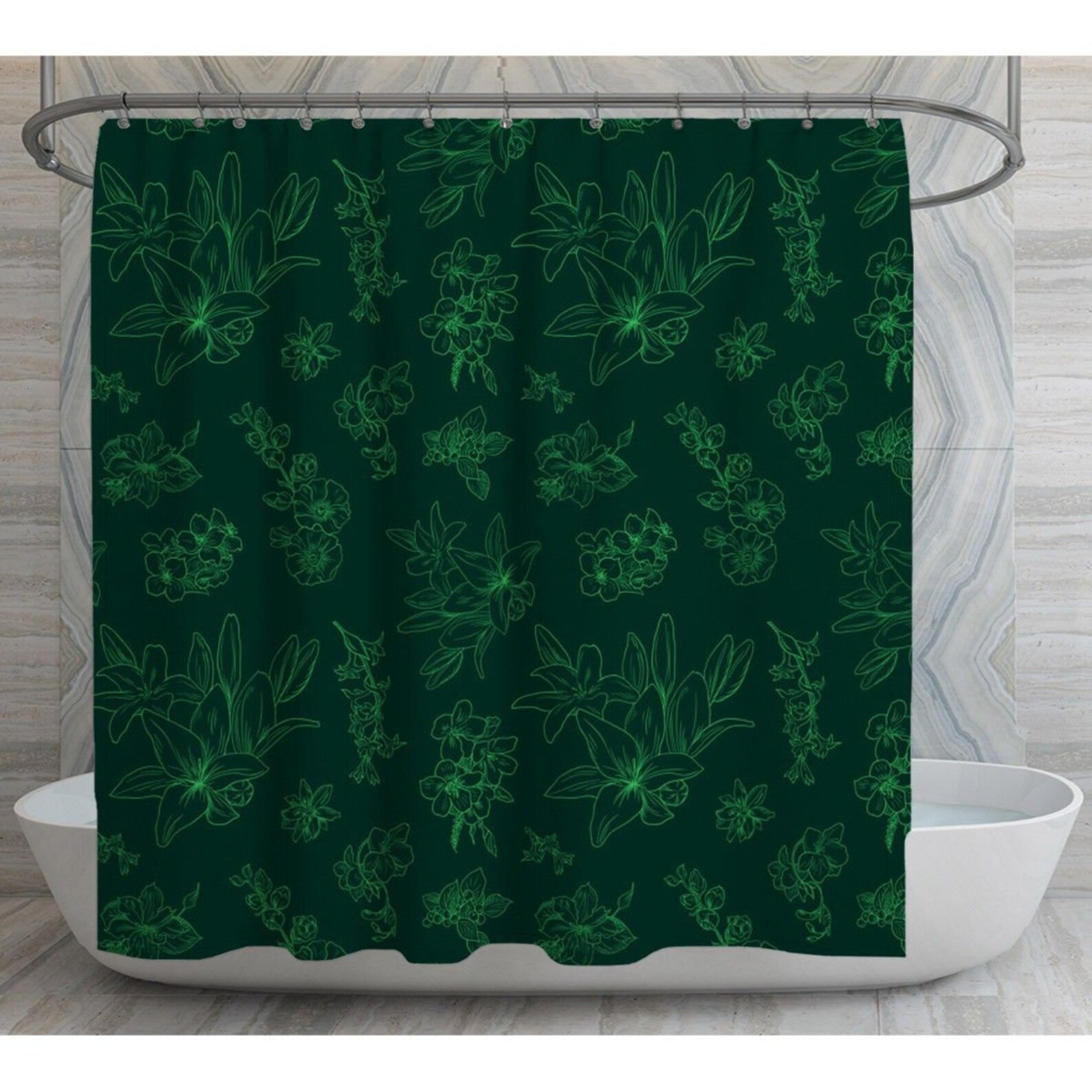 Emerald Green Shower Curtains Emerald Green Toile Pattern Etsy