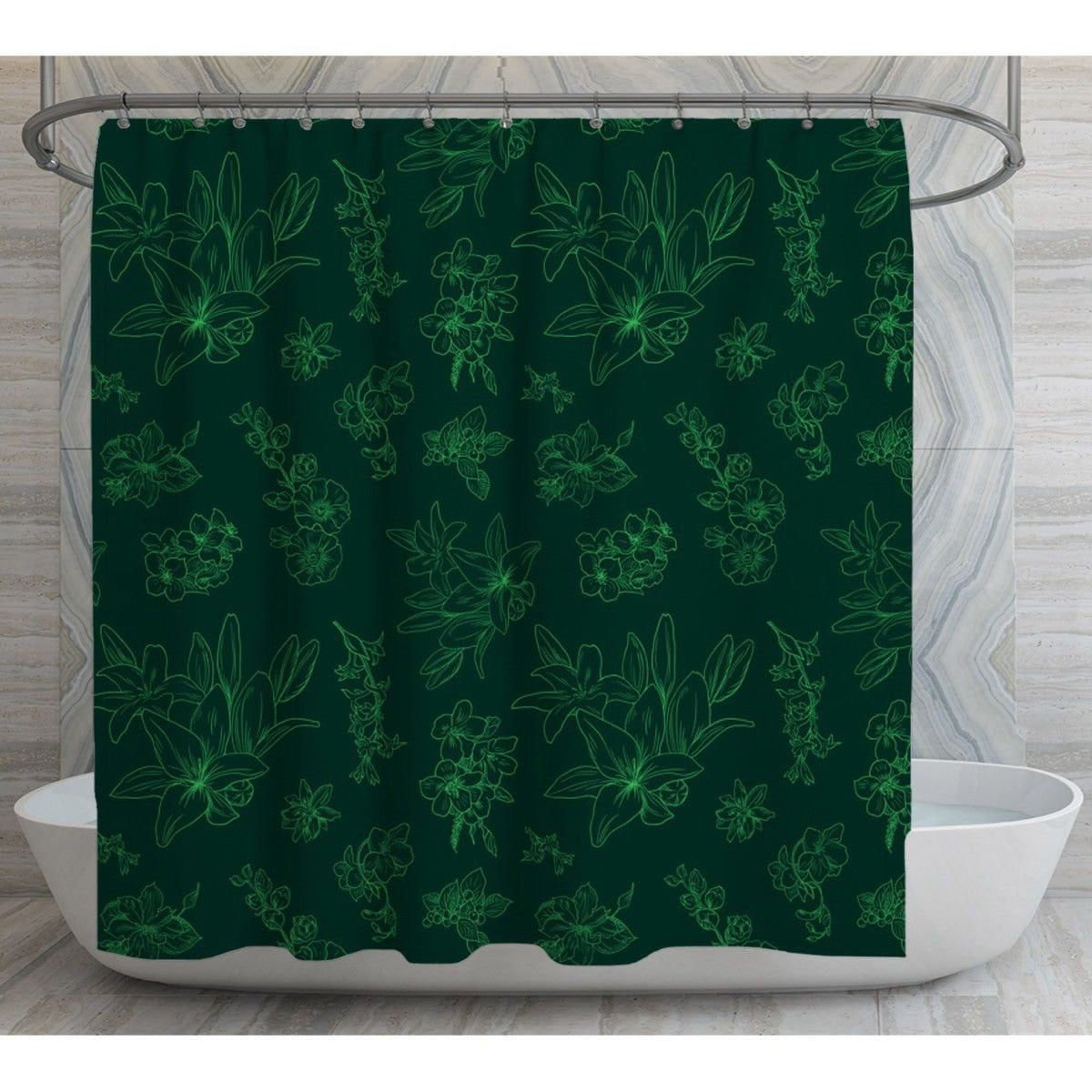 Emerald Green Shower Curtain French Toile De Jouy Bath Etsy UK