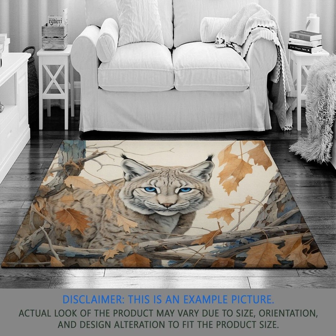 Bobcat Rug Wild Cat Rugs Exotic Lynx Area Rug Autumn Living Etsy