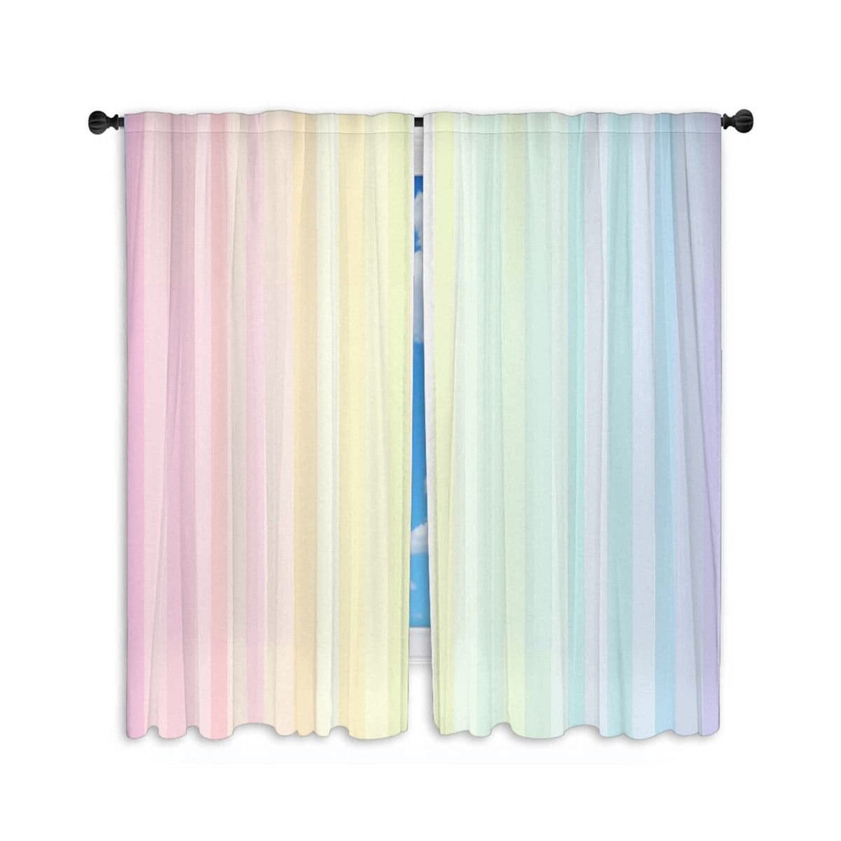 Colorful Window Curtains Gradient Stripes Curtains Pastel Drapes Soft Pink And Periwinkle Curtain Panel Watercolor Curtain