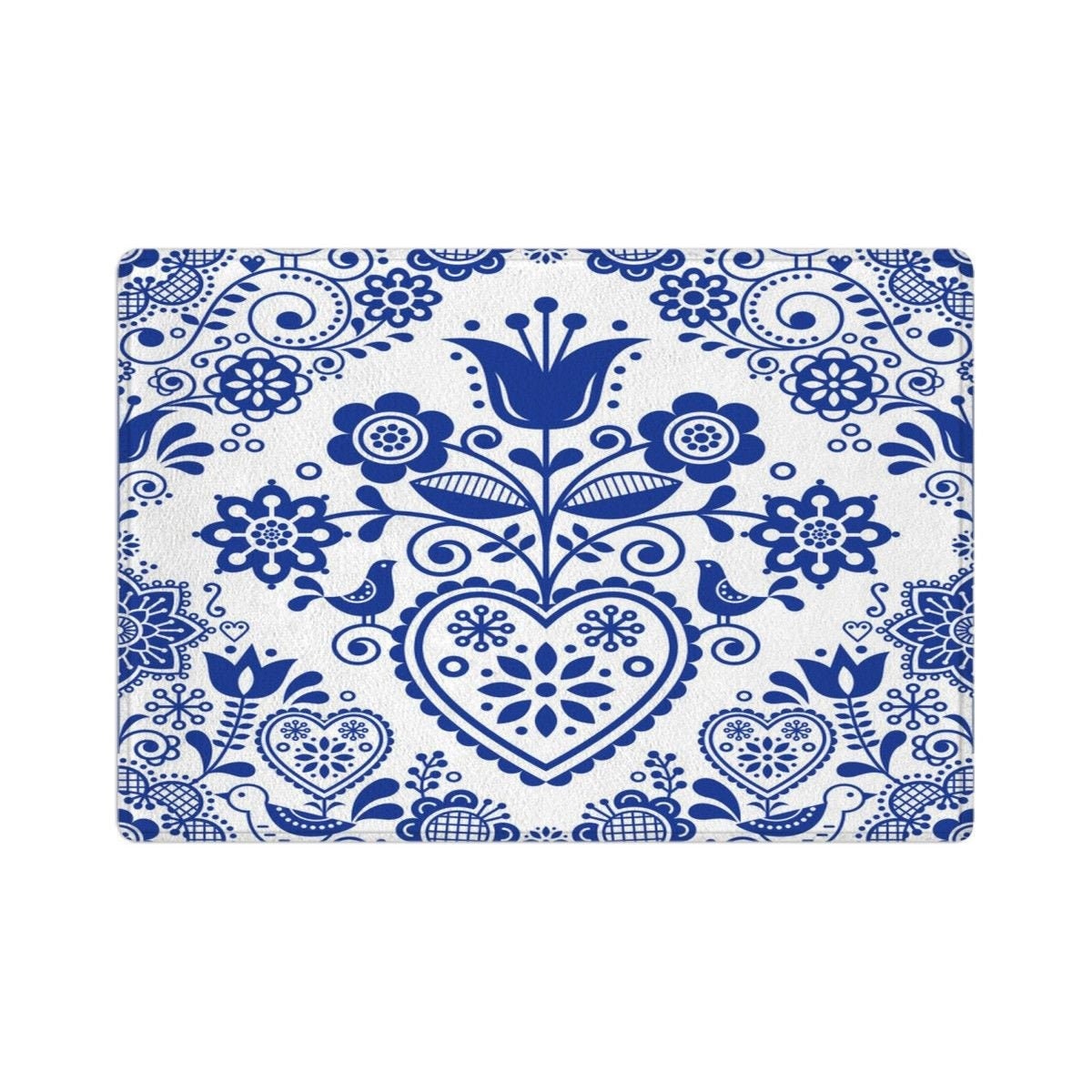 Alfombra de baño floral clásica alfombra de baño azul | Etsy