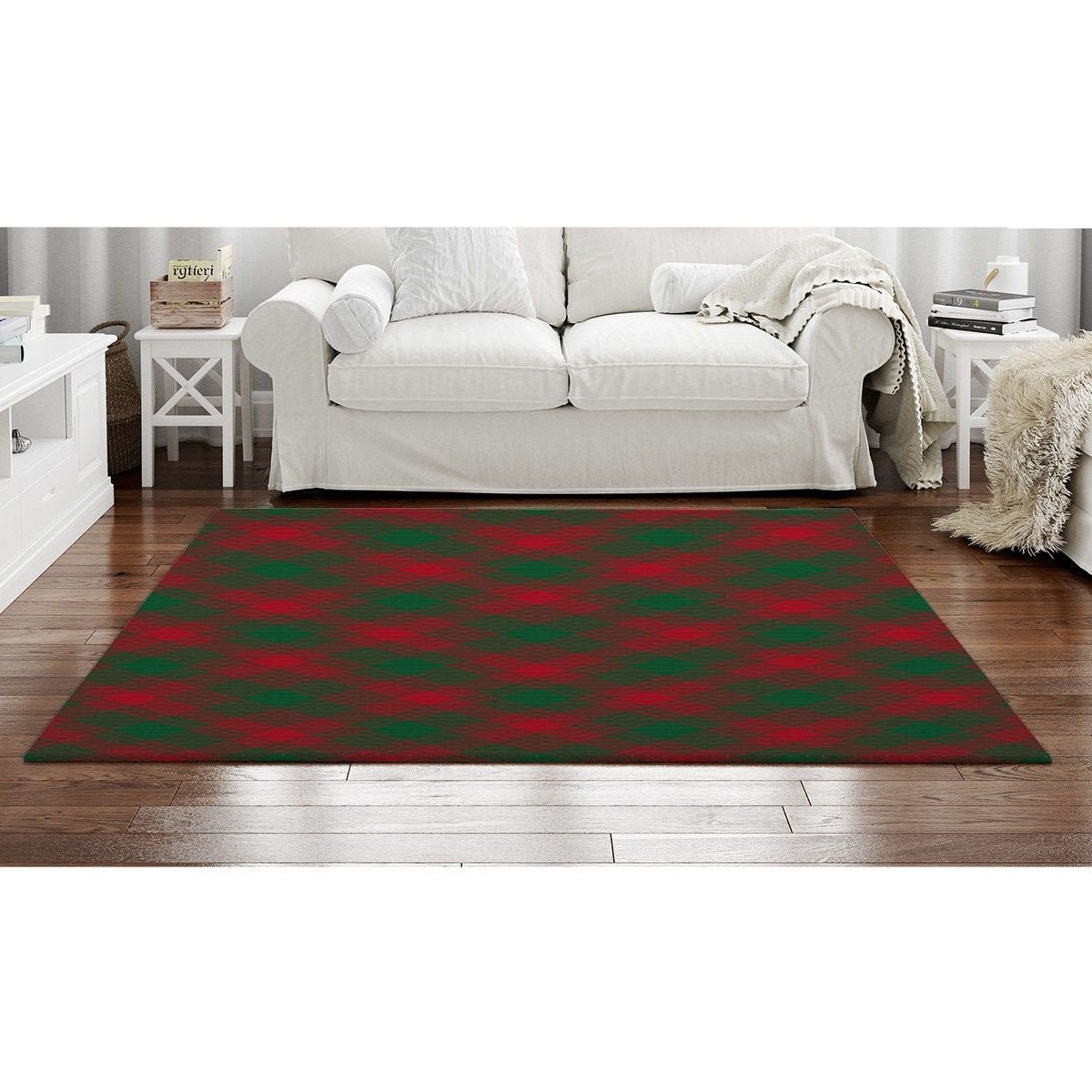 Green And Red Rugs Chequered Rug Green And Red Checkered Etsy